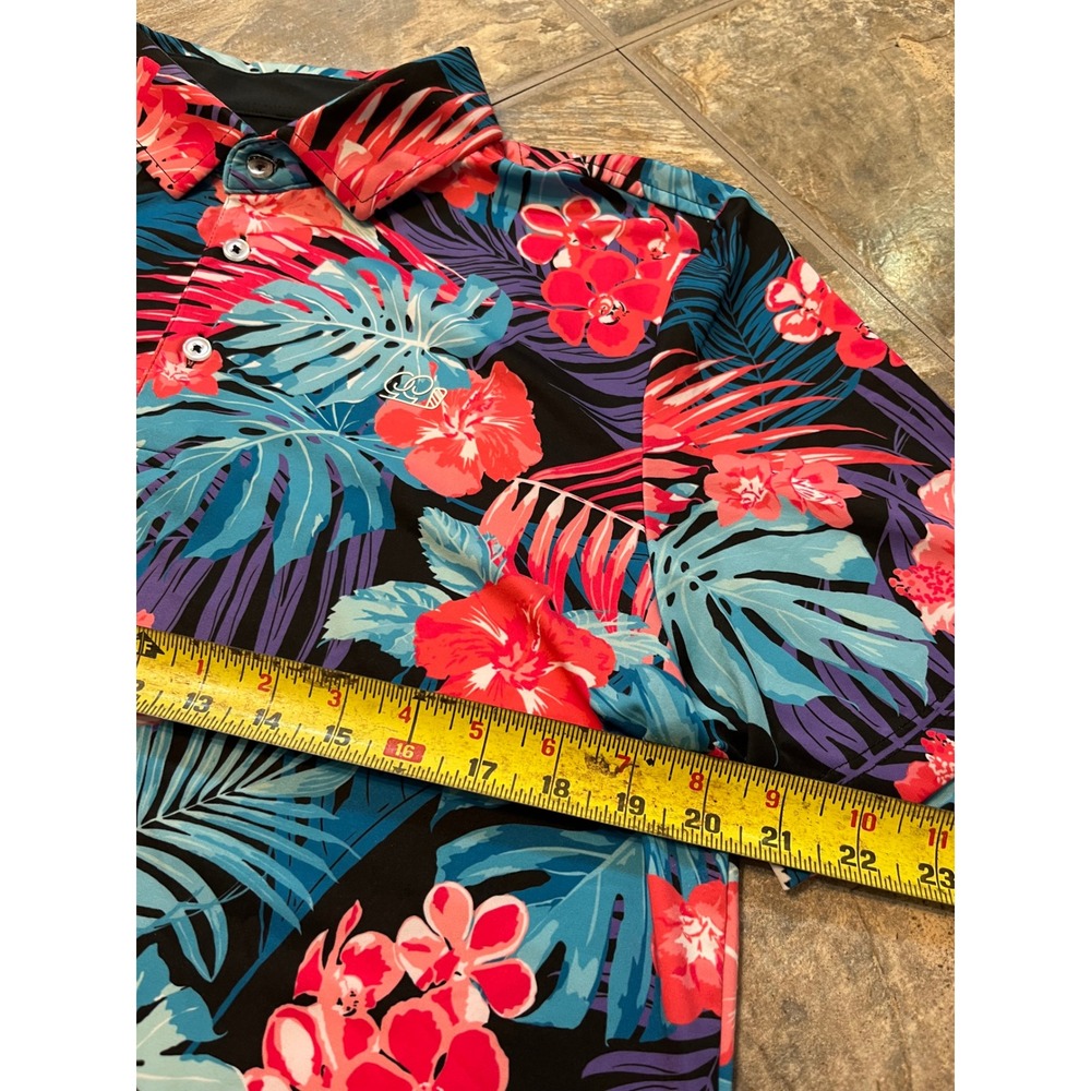 Good Good Golf Polo Shirt Mens Medium Multicolor Tropical Floral Print - Picture 5 of 6